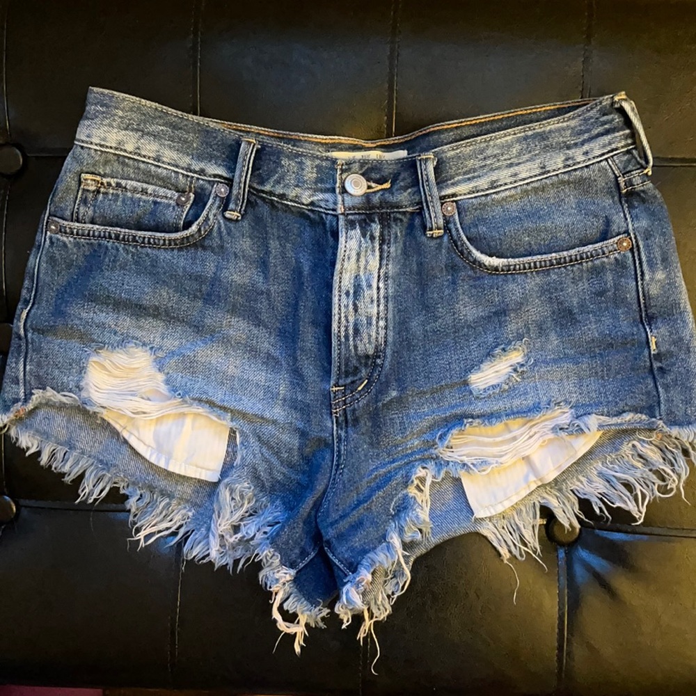 Free People Ripped Jean Shorts